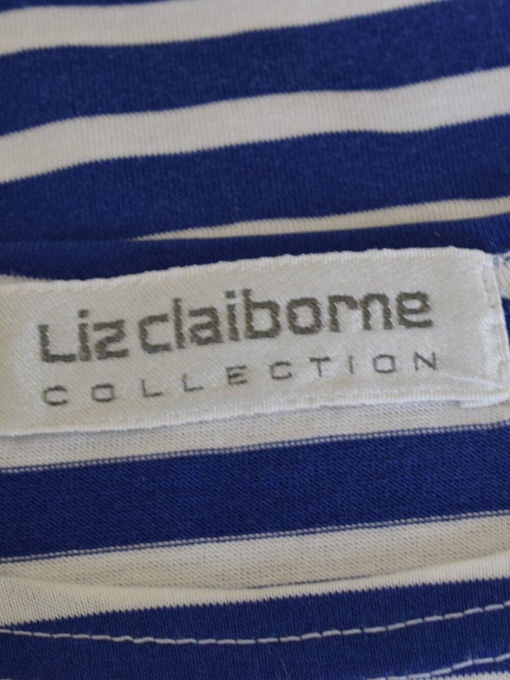 Vintage 90s Blue and White Striped Tee by Liz Claiborne | size S - Picture 12 of 13